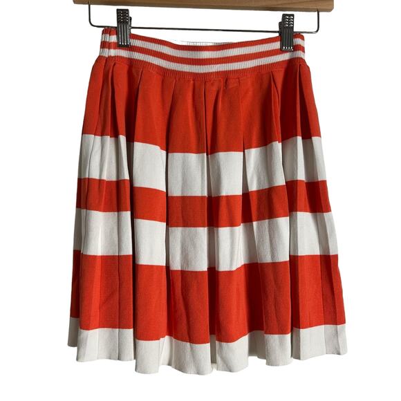 Romeo + Juliet Orange White Striped Pleated Skirt Puff Sleeve Top Co-Ord Set S - Picture 12 of 14